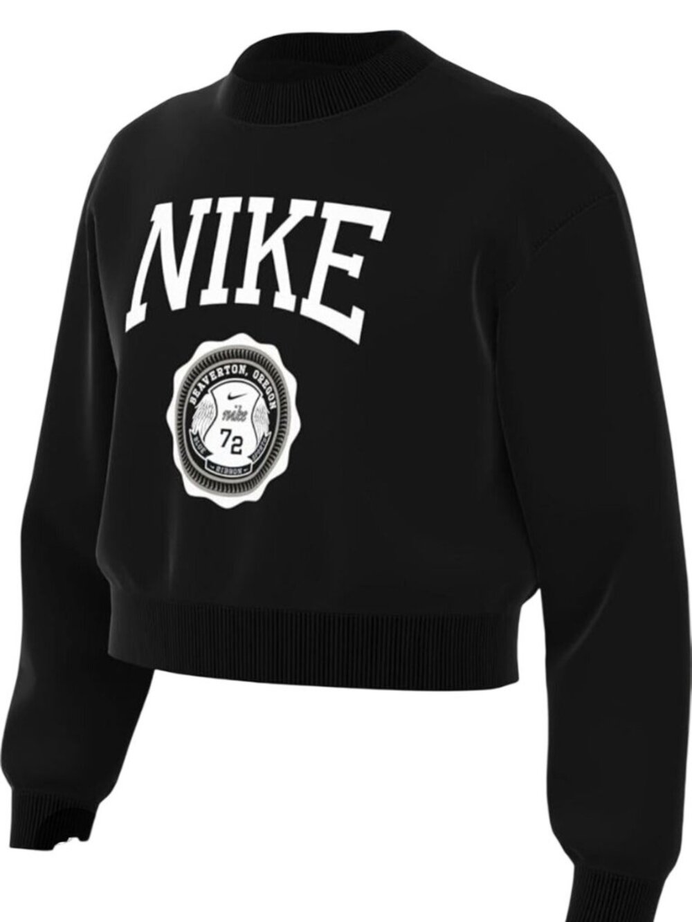 Nike Sportswear Club XL French Terry Crew-Neck Sweatshirt Black Logo Women's